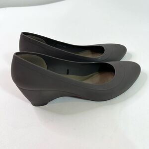 Dual Crocs Comfort Pump Womens 9 Black Lina Wedge Heel Slip On Closed Toe